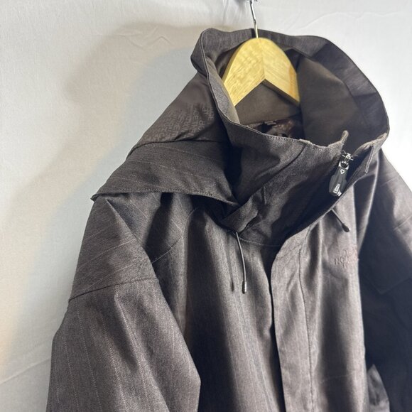 The North Face HyVent Hooded Jacket Men’s XL Brown Pinstripe Ski Shell - Picture 3 of 11